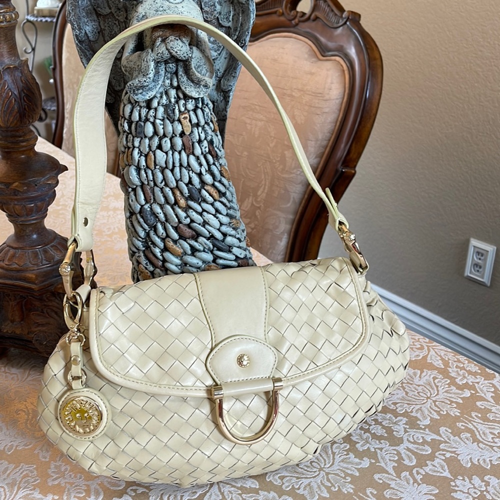 Anne Klein genuine leather pleated bag